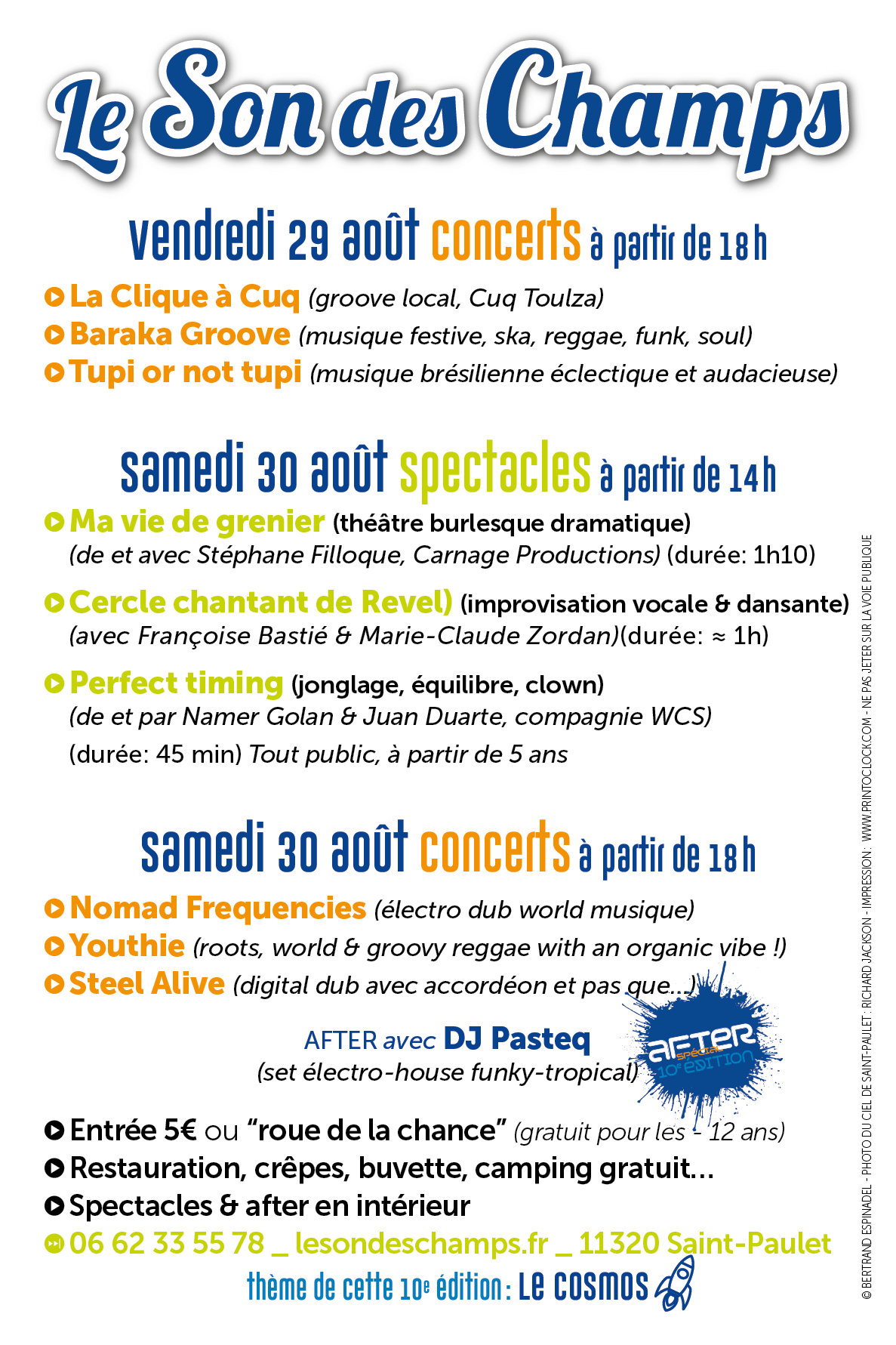 Verso flyer du festival Le Son des champs